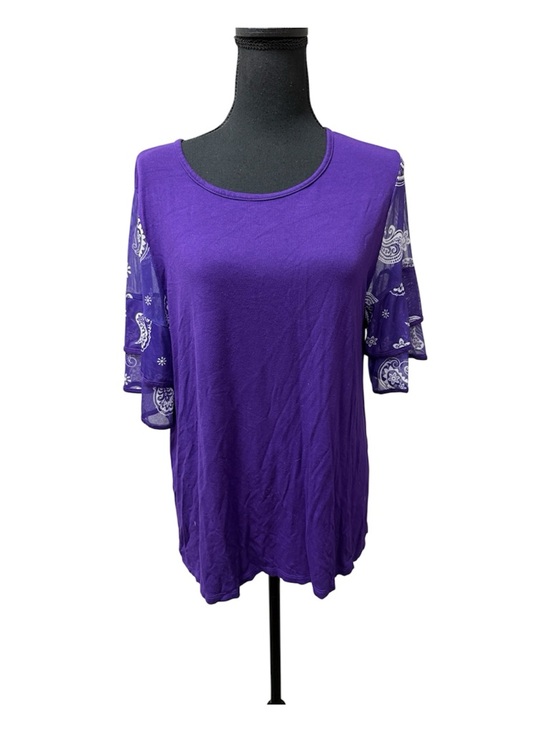 Back In The Saddle Tops - Back In The Saddle Purple Paisley Sleeve Boho Top Flowy Blouse Large